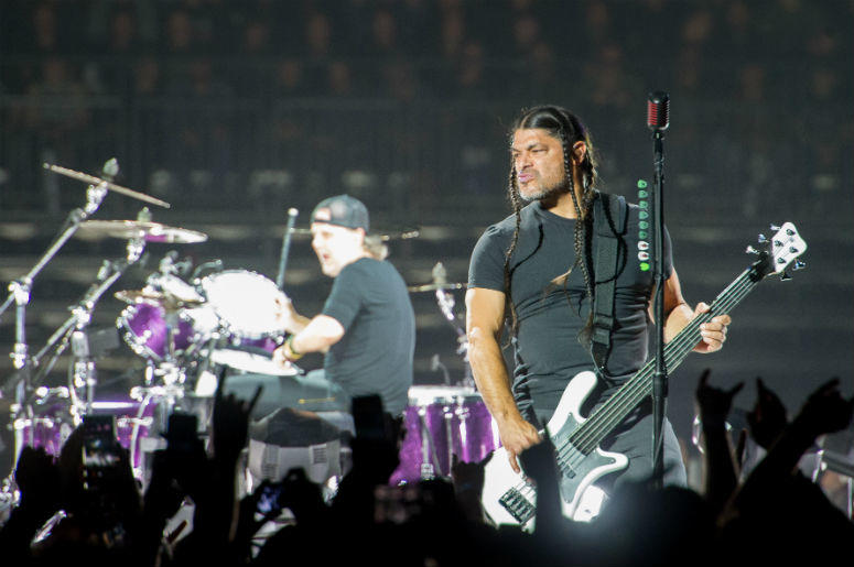 Lars Ulrich and Robert Trujillo of Metallica performing live on stage at Genting Arena in Birmingham, UK Lars Ulrich and Robert Trujillo of Metallica performing live on stage at Genting Arena in Birmingham, UK