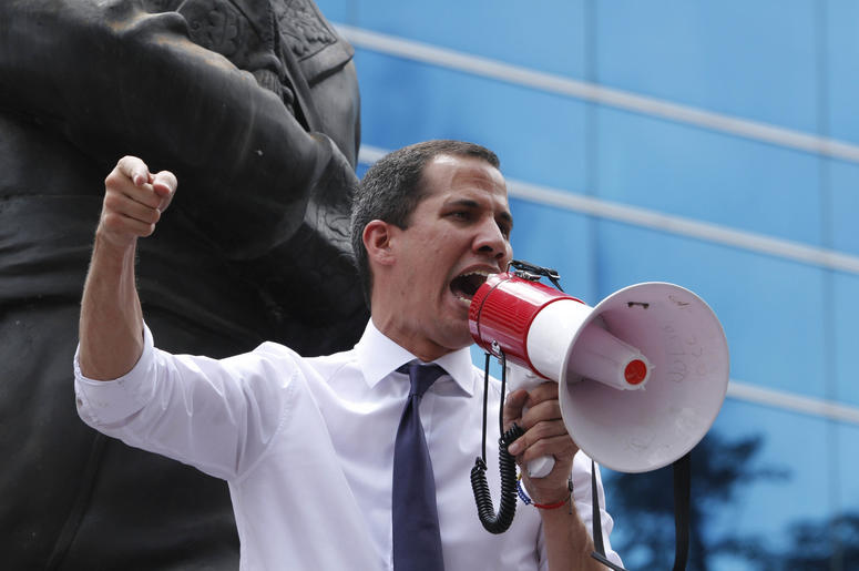 Foto del líder opositor venezolano Juan Guaidó en una protesta en Caracas el 5 de julio del 2019. Foto del líder opositor venezolano Juan Guaidó en una protesta en Caracas el 5 de julio del 2019.