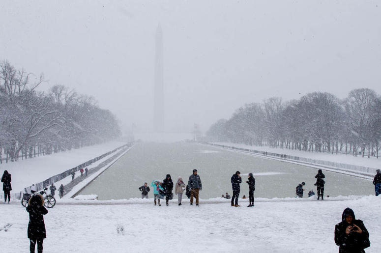 WASHINGTON, DC - JANUARY 13: People visit the Lincoln Memorial on January 13, 2019 in Washington, DC. The DC area was hit with 4-7 inches of snow accumulation with the potential of another 2-4 inches. WASHINGTON, DC - JANUARY 13: People visit the Lincoln Memorial on January 13, 2019 in Washington, DC. The DC area was hit with 4-7 inches of snow accumulation with the potential of another 2-4 inches.