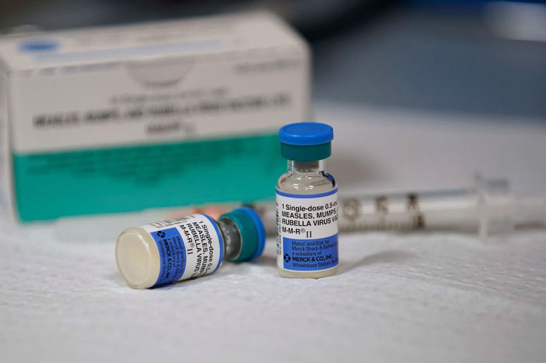 In this photo illustration a 10 pack and one dose bottles of measles, mumps and rubella virus vaccine, made by MERCK, sits on a counter at the Salt Lake County Health Department on April 26, 2019 in Salt Lake City, Utah. In this photo illustration a 10 pack and one dose bottles of measles, mumps and rubella virus vaccine, made by MERCK, sits on a counter at the Salt Lake County Health Department on April 26, 2019 in Salt Lake City, Utah.