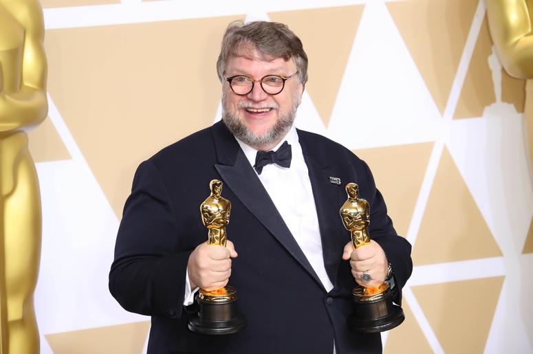 Guillermo del Toro poses with his awards for Best Picture for Best Director for The Shape of Water in the photo room during the 90th Academy Awards at Dolby Theatre. Guillermo del Toro poses with his awards for Best Picture for Best Director for The Shape of Water in the photo room during the 90th Academy Awards at Dolby Theatre.