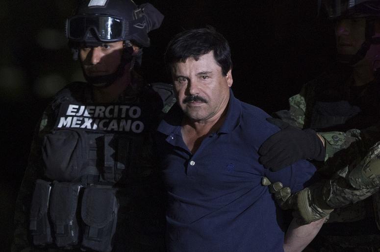 Joaquin "El Chapo" Guzman in handcuffs