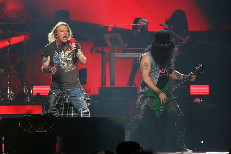 Axl Rose and Slash of Guns N' Roses perform in concert at Madison Square Garden in New York. Axl Rose and Slash of Guns N' Roses perform in concert at Madison Square Garden in New York.