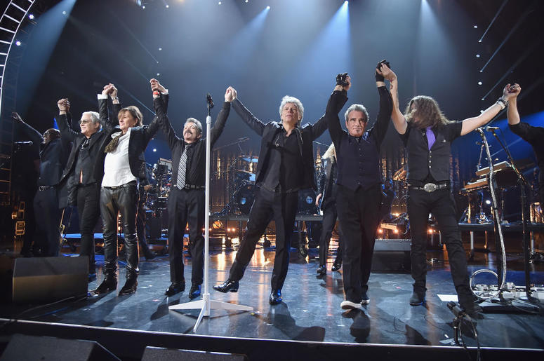 Bon Jovi performs during the 33rd Annual Rock & Roll Hall of Fame Induction Ceremony at Public Auditorium on April 14, 2018 in Cleveland, Ohio. Bon Jovi performs during the 33rd Annual Rock & Roll Hall of Fame Induction Ceremony at Public Auditorium on April 14, 2018 in Cleveland, Ohio.