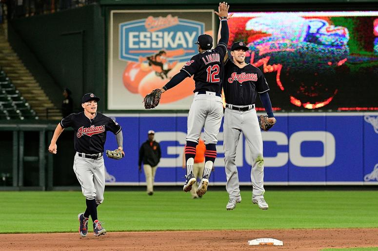 Cleveland Indians shortstop Francisco Lindor (12) and center fielder Bradley Zimmer (4) Cleveland Indians shortstop Francisco Lindor (12) and center fielder Bradley Zimmer (4)