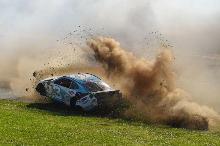 NASCAR Cup Series driver Austin Dillon (3) wrecks coming out of turn four during the GEICO 500 at Talladega Superspeedway. NASCAR Cup Series driver Austin Dillon (3) wrecks coming out of turn four during the GEICO 500 at Talladega Superspeedway.