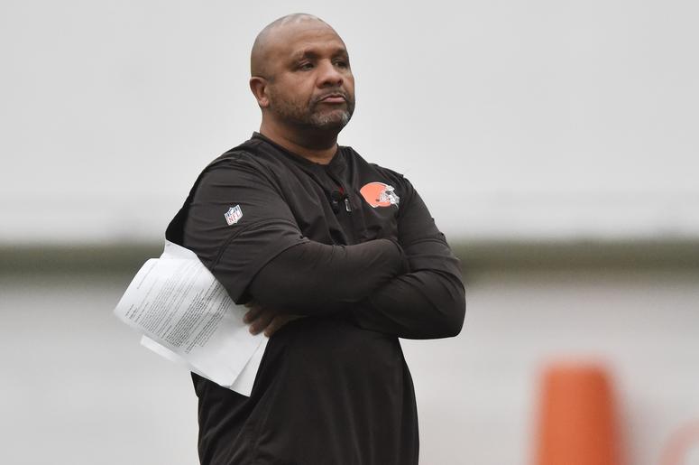 Cleveland Browns head coach Hue Jackson during rookie minicamp at the Cleveland Browns training facility. Cleveland Browns head coach Hue Jackson during rookie minicamp at the Cleveland Browns training facility.