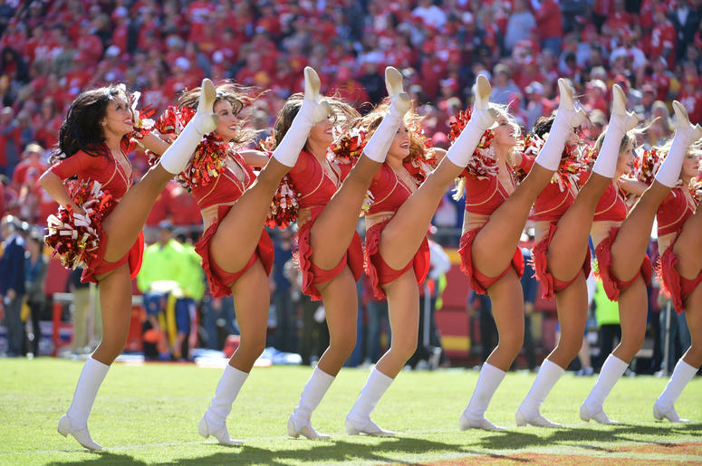 he Kansas City Chiefs cheerleaders perform during the second half against the Denver Broncos at Arrowhead Stadium he Kansas City Chiefs cheerleaders perform during the second half against the Denver Broncos at Arrowhead Stadium
