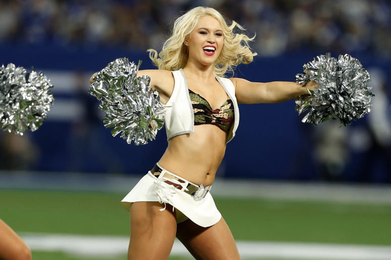 Indianapolis Colts cheerleaders perform during the first quarter against the Jacksonville Jaguars at Lucas Oil Stadium. Indianapolis Colts cheerleaders perform during the first quarter against the Jacksonville Jaguars at Lucas Oil Stadium.