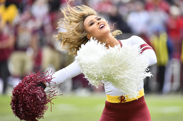 Washington Redskins cheerleader performs against the Houston Texans during the second half at FedEx Field. Washington Redskins cheerleader performs against the Houston Texans during the second half at FedEx Field.