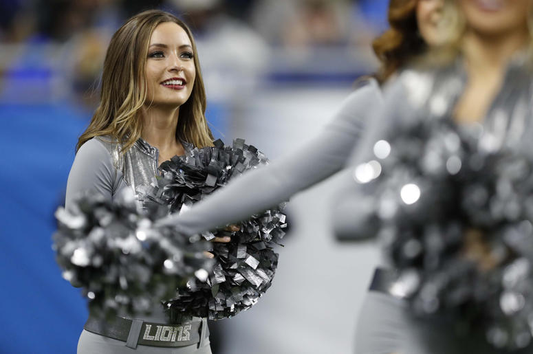 Detroit Lions cheerleaders perform during the third quarter against the Carolina Panthers at Ford Field. Detroit Lions cheerleaders perform during the third quarter against the Carolina Panthers at Ford Field.
