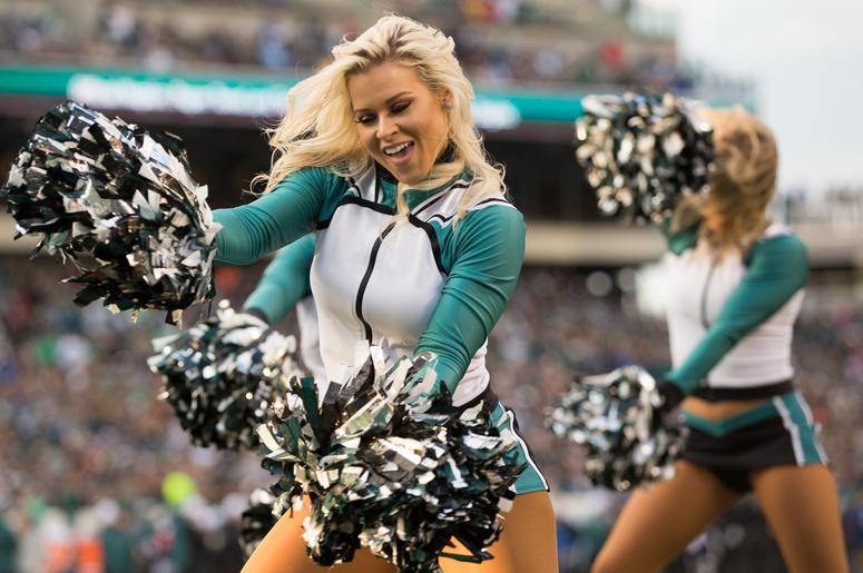 Philadelphia Eagles cheerleaders perform during the fourth quarter against the New York Giants at Lincoln Financial Field Philadelphia Eagles cheerleaders perform during the fourth quarter against the New York Giants at Lincoln Financial Field