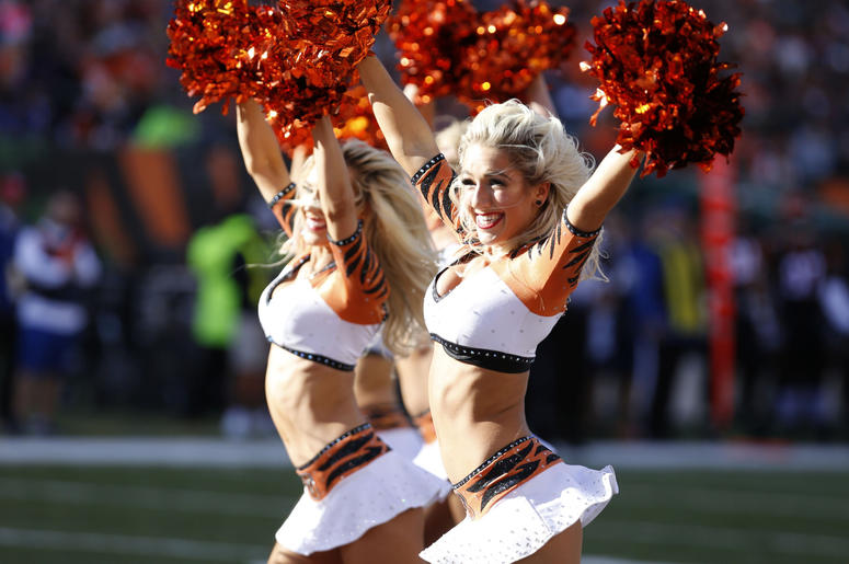 A Cincinnati Bengals cheerleader performs during the first quarter against the Denver Broncos at Paul Brown Stadium. A Cincinnati Bengals cheerleader performs during the first quarter against the Denver Broncos at Paul Brown Stadium.