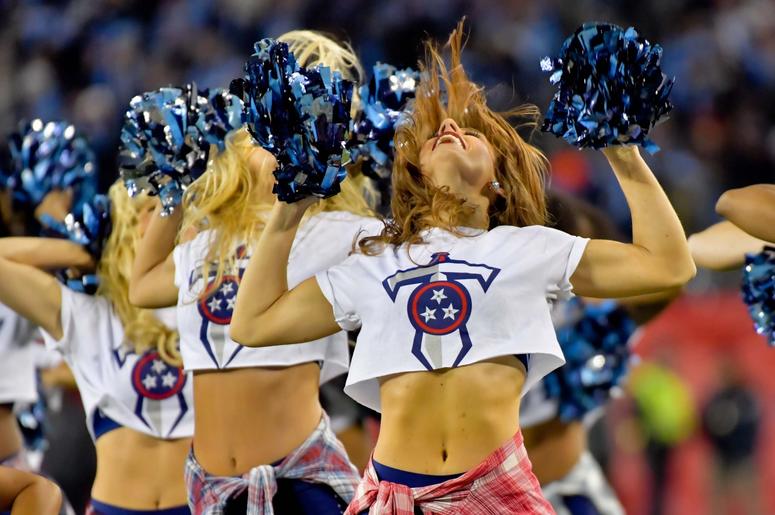 Dec 6, 2018; Nashville, TN, USA; Tennessee Titans Cheerleaders perform during the first half against the Jacksonville Jaguars at Nissan Stadium. Mandatory Credit: Jim Brown-USA TODAY Sports Dec 6, 2018; Nashville, TN, USA; Tennessee Titans Cheerleaders perform during the first half against the Jacksonville Jaguars at Nissan Stadium. Mandatory Credit: Jim Brown-USA TODAY Sports