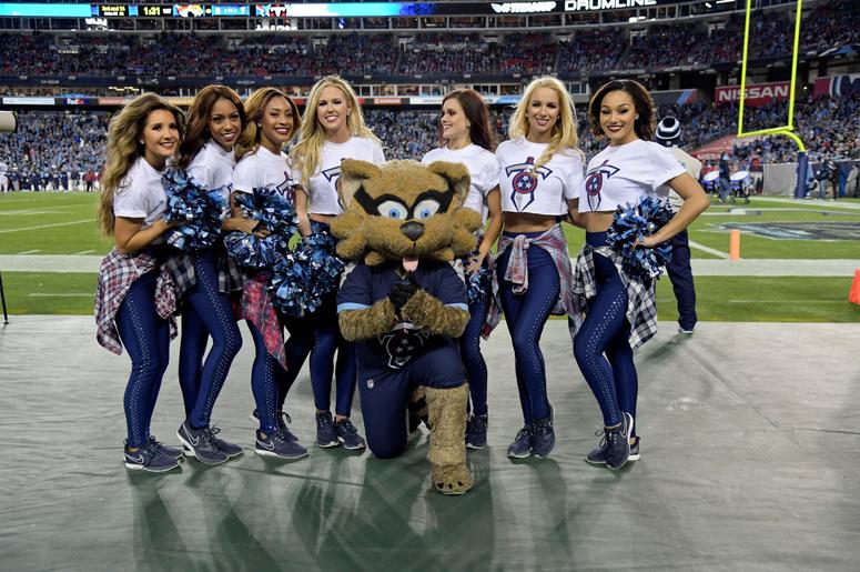 Dec 6, 2018; Nashville, TN, USA; Tennessee Titan Cheerleaders pose for a group photo during the first half against the Jacksonville Jaguars at Nissan Stadium. Mandatory Credit: Jim Brown-USA TODAY Sports Dec 6, 2018; Nashville, TN, USA; Tennessee Titan Cheerleaders pose for a group photo during the first half against the Jacksonville Jaguars at Nissan Stadium. Mandatory Credit: Jim Brown-USA TODAY Sports
