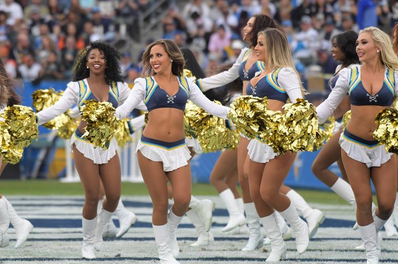Dec 9, 2018; Carson, CA, USA; Los Angeles Chargers girls cheerleaders dance during the game against the Cincinnati Bengals at StubHub Center. Mandatory Credit: Kirby Lee-USA TODAY Sports Dec 9, 2018; Carson, CA, USA; Los Angeles Chargers girls cheerleaders dance during the game against the Cincinnati Bengals at StubHub Center. Mandatory Credit: Kirby Lee-USA TODAY Sports