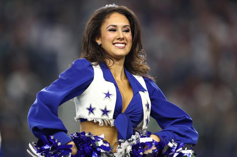 Dec 9, 2018; Arlington, TX, USA; Dallas Cowboys cheerleader performs during a timeout from the game against the Philadelphia Eagles at AT&T Stadium. Mandatory Credit: Matthew Emmons-USA TODAY Sports