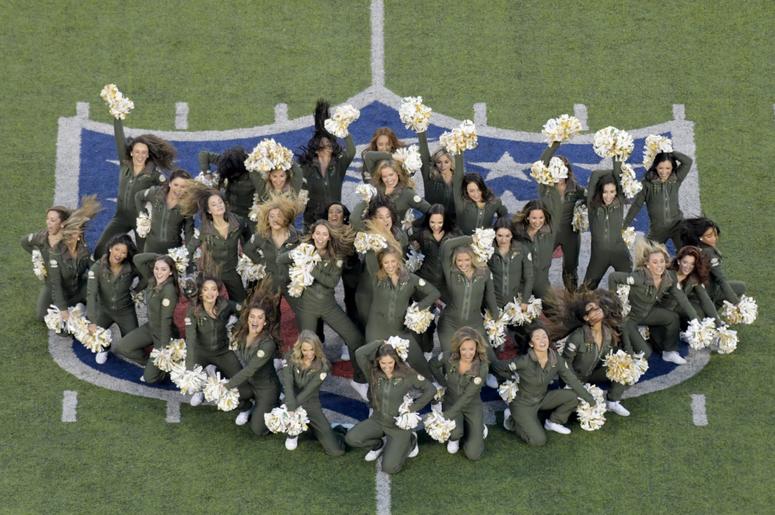 New York Jets cheerleaders perform before a game against the Houston Texans at MetLife Stadium. New York Jets cheerleaders perform before a game against the Houston Texans at MetLife Stadium.