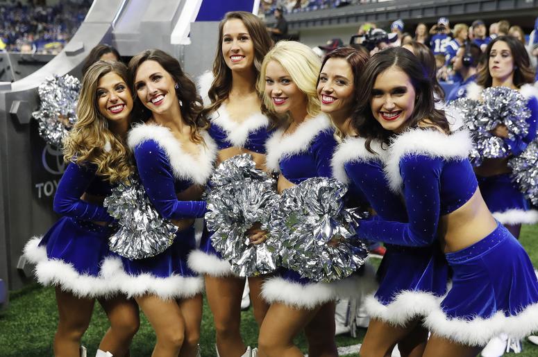 Indianapolis Colts cheerleaders pose for a photo prior to the game against the New York Giants at Lucas Oil Stadium. Indianapolis Colts cheerleaders pose for a photo prior to the game against the New York Giants at Lucas Oil Stadium.