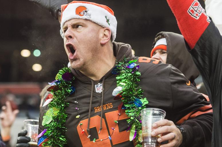 A Cleveland Browns fan cheers during the second half against the Cincinnati Bengals at FirstEnergy Stadium. A Cleveland Browns fan cheers during the second half against the Cincinnati Bengals at FirstEnergy Stadium.