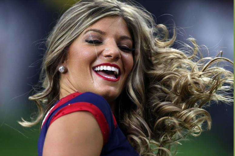 A Houston Texans cheerleader performs while the Houston Texans play the Jacksonville Jaguars in the second half at NRG Stadium. A Houston Texans cheerleader performs while the Houston Texans play the Jacksonville Jaguars in the second half at NRG Stadium.