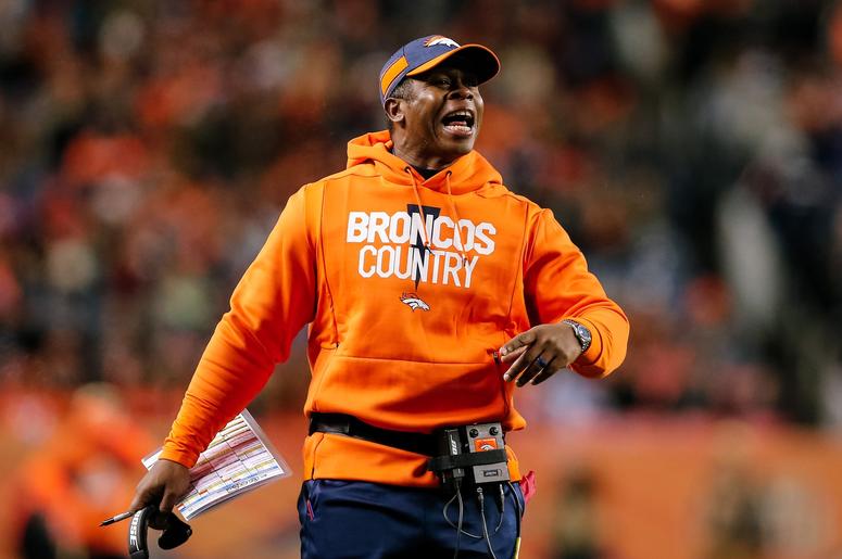 Denver Broncos head coach Vance Joseph reacts in the fourth quarter against the Los Angeles Chargers at Broncos Stadium at Mile High. Denver Broncos head coach Vance Joseph reacts in the fourth quarter against the Los Angeles Chargers at Broncos Stadium at Mile High.