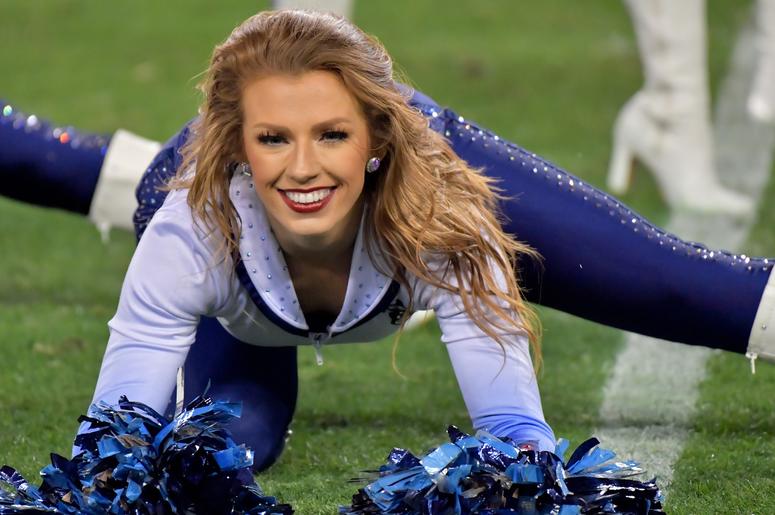 Tennessee Titans Cheerleader performs during the first half against the Indianapolis Colts at Nissan Stadium. Tennessee Titans Cheerleader performs during the first half against the Indianapolis Colts at Nissan Stadium.