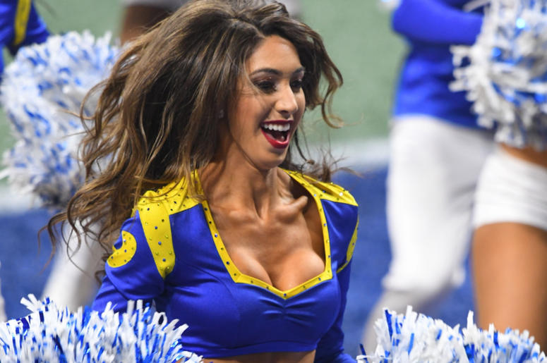 Los Angeles Rams cheerleaders perform during Super Bowl LIII against the New England Patriots at Mercedes-Benz Stadium. Los Angeles Rams cheerleaders perform during Super Bowl LIII against the New England Patriots at Mercedes-Benz Stadium.
