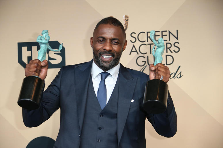 dris Elba poses in the photo room with his awards for Outstanding Performance by a Male Actor in a Supporting Role and Outstanding Performance by a Male Actor in a Television Movie or Miniseries during the 22nd annual Screen Actors Guild Awards at the Shr dris Elba poses in the photo room with his awards for Outstanding Performance by a Male Actor in a Supporting Role and Outstanding Performance by a Male Actor in a Television Movie or Miniseries during the 22nd annual Screen Actors Guild Awards at the Shr
