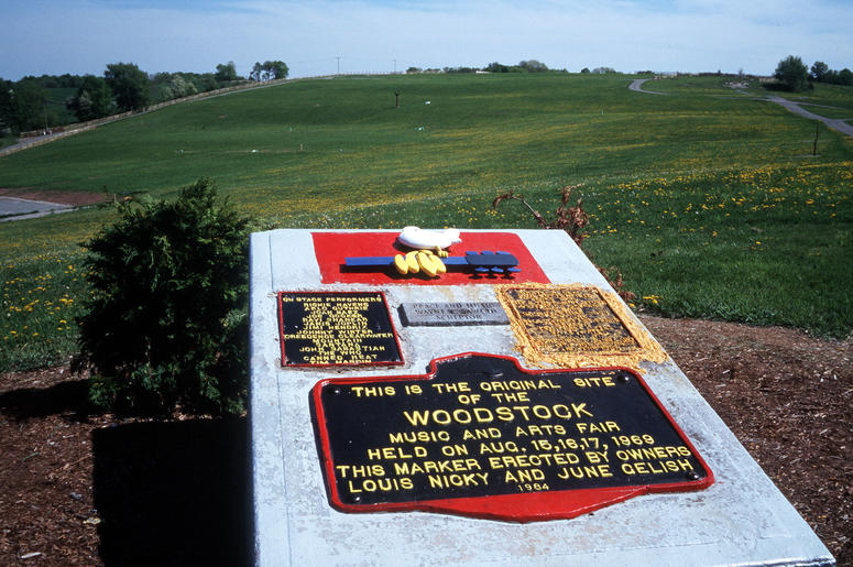 A monument marks the site where the original Woodstock Music and Arts Fair was held A monument marks the site where the original Woodstock Music and Arts Fair was held