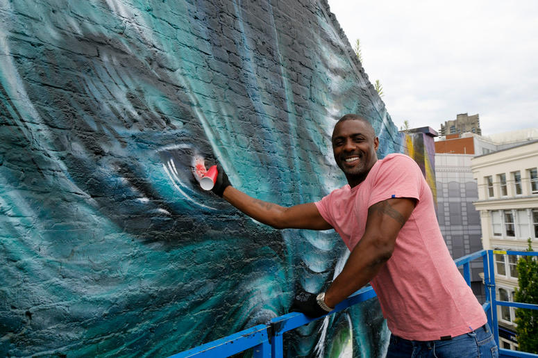 Idris Elba paints in the eye of his character "Krall" during the unveiling of a Star Trek Beyond mural by artist Jim Vision in Clerkenwell, London Idris Elba paints in the eye of his character "Krall" during the unveiling of a Star Trek Beyond mural by artist Jim Vision in Clerkenwell, London