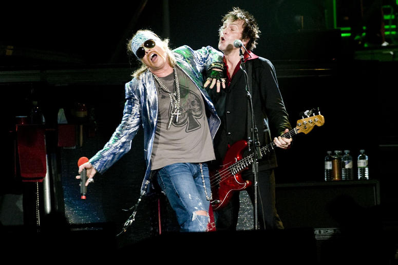 Axl Rose (left) and Tommy Stinson of Guns N' Roses, Axl Rose (left) and Tommy Stinson of Guns N' Roses,