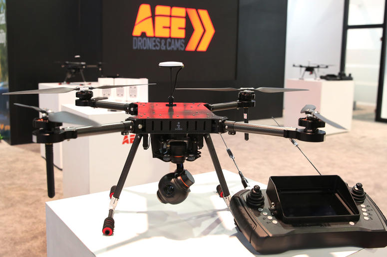AEE MACH4 Multi-Rotor commercial unmanned aerial vehicle is displayed at the 2019 Consumer Electronics Show (CES) at the Las Vegas Convention Center on Tuesday, Jan. 8, 2019, in Las Vegas, Nevada. AEE MACH4 Multi-Rotor commercial unmanned aerial vehicle is displayed at the 2019 Consumer Electronics Show (CES) at the Las Vegas Convention Center on Tuesday, Jan. 8, 2019, in Las Vegas, Nevada.