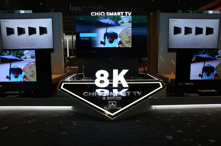 8K CHiQ smart TV 6-series are displayed during the 2019 Consumer Electronics Show (CES) at the Las Vegas Convention Center on Tuesday, Jan. 8, 2019, in Las Vegas, Nevada. 8K CHiQ smart TV 6-series are displayed during the 2019 Consumer Electronics Show (CES) at the Las Vegas Convention Center on Tuesday, Jan. 8, 2019, in Las Vegas, Nevada.