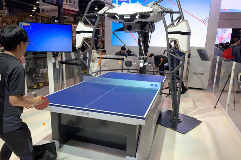 The Omron artificial intelligence-powered FORPHEUS robot, which acts as a table tennis tutor, which made its debut at the Consumer Electronics Show (CES) in Las Vegas. The Omron artificial intelligence-powered FORPHEUS robot, which acts as a table tennis tutor, which made its debut at the Consumer Electronics Show (CES) in Las Vegas.