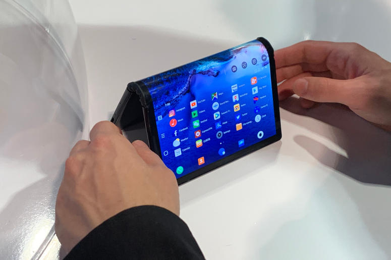 The Royole Corporation FlexPai, the world's first foldable screen smartphone, which made its debut at the Consumer Electronics Show (CES) in Las Vegas. The Royole Corporation FlexPai, the world's first foldable screen smartphone, which made its debut at the Consumer Electronics Show (CES) in Las Vegas.