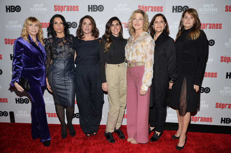 (L-R) Maureen Van Zandt, Kathrine Narducci, Annabella Sciorra, Jamie-Lynn Sigler, Edie Falco, Executive Producer Ilene S. Landress and Lorraine Bracco attend The Sopranos 20th Anniversary Red carpet and Panel Discussion during the Sopranos Film Festival a (L-R) Maureen Van Zandt, Kathrine Narducci, Annabella Sciorra, Jamie-Lynn Sigler, Edie Falco, Executive Producer Ilene S. Landress and Lorraine Bracco attend The Sopranos 20th Anniversary Red carpet and Panel Discussion during the Sopranos Film Festival a