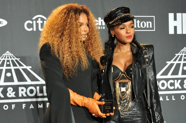 L-R: Janet Jackson and Janelle Monet in the press room at the 2019 Rock and Roll Hall of Fame Induction Ceremony at the Barclays Center in Brooklyn, NY on March 29, 2019. L-R: Janet Jackson and Janelle Monet in the press room at the 2019 Rock and Roll Hall of Fame Induction Ceremony at the Barclays Center in Brooklyn, NY on March 29, 2019.