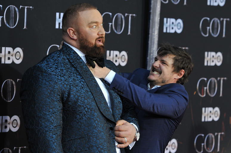 (L-R) Hafþor Julius Bjornsson and Pedro Pascal attend HBO's "Game of Thrones" eight and final season premiere at Radio City Music Hall in New York, NY, April 3, 2019. (L-R) Hafþor Julius Bjornsson and Pedro Pascal attend HBO's "Game of Thrones" eight and final season premiere at Radio City Music Hall in New York, NY, April 3, 2019.