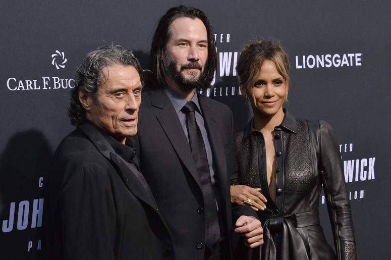 (L-R) Ian McShane, Keanu Reeves and Halle Berry at Lionsgate's "John Wick: Chapter 3 - Parabellum" Los Angeles Special Screening held at the TCL Chinese Theater in Hollywood, CA on Wednesday, May 15, 2019. (L-R) Ian McShane, Keanu Reeves and Halle Berry at Lionsgate's "John Wick: Chapter 3 - Parabellum" Los Angeles Special Screening held at the TCL Chinese Theater in Hollywood, CA on Wednesday, May 15, 2019.