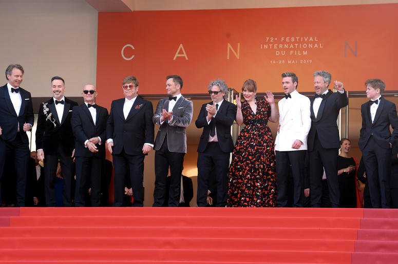 Giles Martin, David Furnish, Bernie Taupin, Elton John, Taron Egerton, director Dexter Fletcher, Bryce Dallas Howard, Richard Madden, producer Adam Bohling, and Kit Connor attending the Rocketman premiere, held at the Grand Theatre Lumiere during the 72nd Giles Martin, David Furnish, Bernie Taupin, Elton John, Taron Egerton, director Dexter Fletcher, Bryce Dallas Howard, Richard Madden, producer Adam Bohling, and Kit Connor attending the Rocketman premiere, held at the Grand Theatre Lumiere during the 72nd