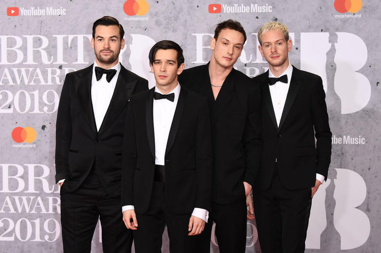 Members of 'The 1975', Matthew Healy, Ross MacDonald, George Daniel and Adam Hann attends The BRIT Awards 2019 held at The O2 Arena on February 20, 2019 in London, England Members of 'The 1975', Matthew Healy, Ross MacDonald, George Daniel and Adam Hann attends The BRIT Awards 2019 held at The O2 Arena on February 20, 2019 in London, England