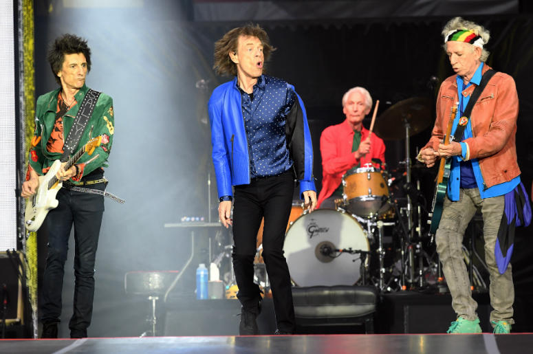 Ronnie Wood, Mick Jagger, Charlie Watts and Keith Richards of The Rolling Stones perform on stage at the Principality Stadium in Cardiff on June 15, 2018 Ronnie Wood, Mick Jagger, Charlie Watts and Keith Richards of The Rolling Stones perform on stage at the Principality Stadium in Cardiff on June 15, 2018