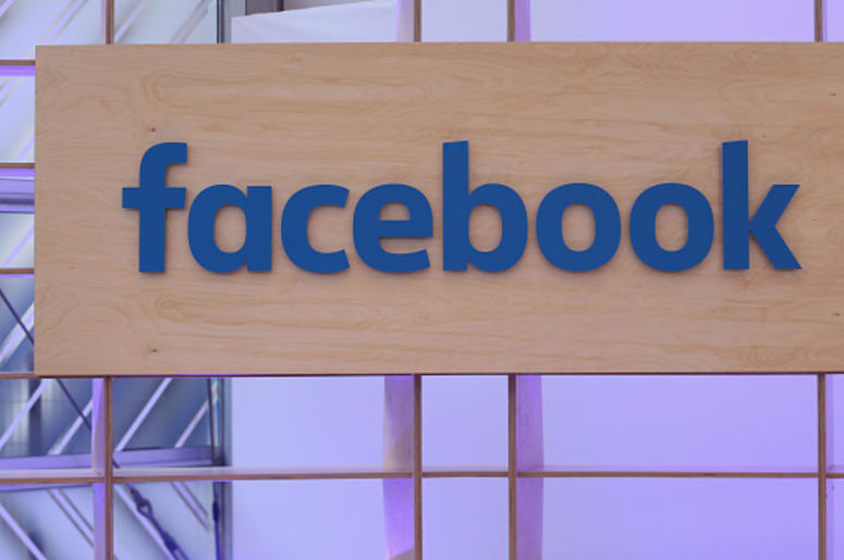 The Facebook logo is displayed at the Facebook Innovation Hub on February 24, 2016 in Berlin, Germany. (Photo by Sean Gallup/Getty Images) Facebook logo