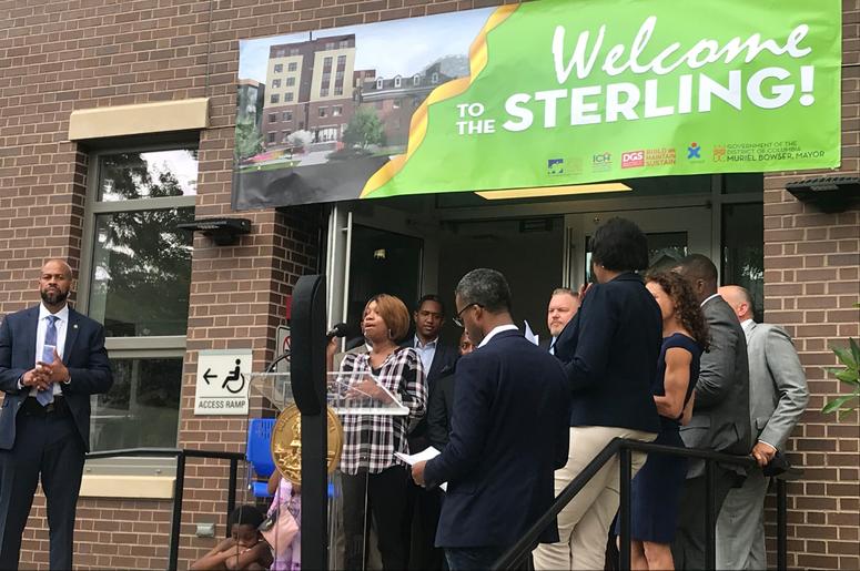 Mayor Muriel Bowser cut the ribbon on a brand new Ward 5 short-term family housing facility The Sterling. Mayor Muriel Bowser cut the ribbon on a brand new Ward 5 short-term family housing facility The Sterling.