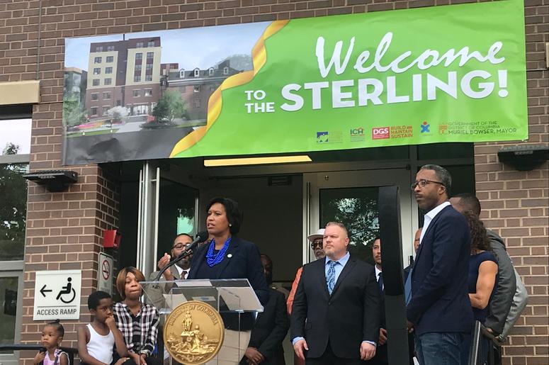 Mayor Muriel Bowser cut the ribbon on a brand new Ward 5 short-term family housing facility The Sterling. Mayor Muriel Bowser cut the ribbon on a brand new Ward 5 short-term family housing facility The Sterling.