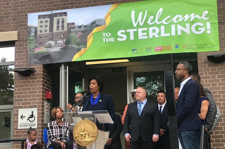 Mayor Muriel Bowser cut the ribbon on a brand new Ward 5 short-term family housing facility The Sterling. Mayor Muriel Bowser cut the ribbon on a brand new Ward 5 short-term family housing facility The Sterling.