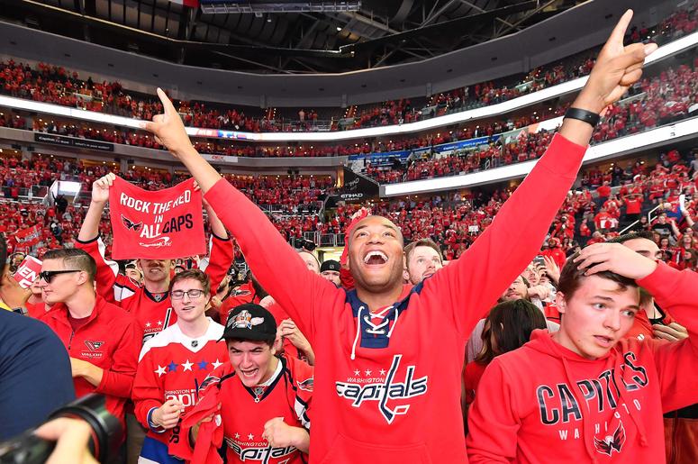 Washington Capitals fans at the watch party for Washington Capitals and Las Vegas Knights at Capital One Arena for game 6 of the Stanley Cup Playoffs Washington Capitals fans at the watch party for Washington Capitals and Las Vegas Knights at Capital One Arena for game 6 of the Stanley Cup Playoffs