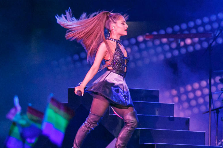 Ariana Grande LOS ANGELES, CA - JUNE 02: Ariana Grande performs onstage at the Banc of California Stadium on June 2, 2018 in Los Angeles, California.