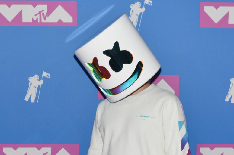 Marshmello Marshmello Face walking on the red carpet at The 2018 MTV Video Music Awards held at Radio City Music Hall in New York, NY on August 20, 2018.